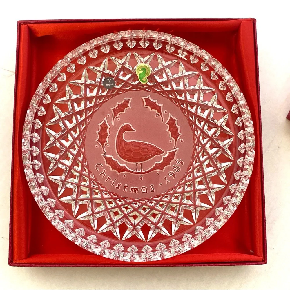 Vintage Waterford Crystal Holiday Dish Partridge Design Christmas 1989